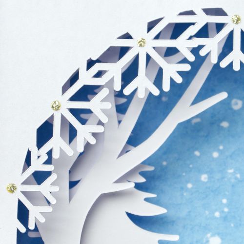 3-D Karte Weihnachtshirsch Detail Schneeflocken