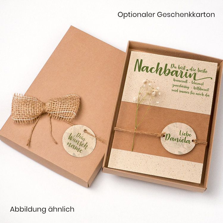 Dankeskarte Liebe Nachbarin, Option Geschenkkarton